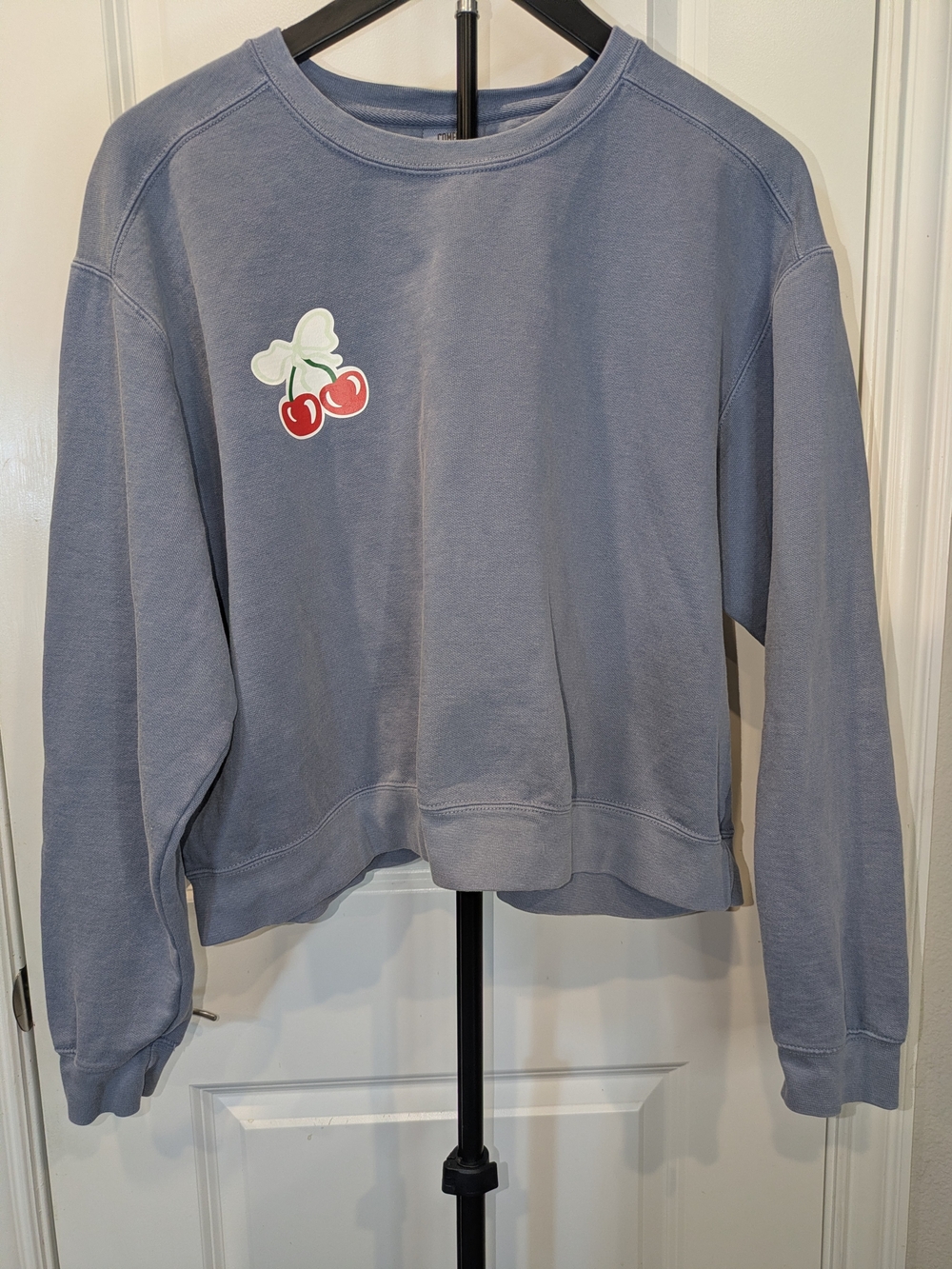 Comfort Colors XL Cherry Graphic Crewneck Sweatshirt Blue Garment Dyed